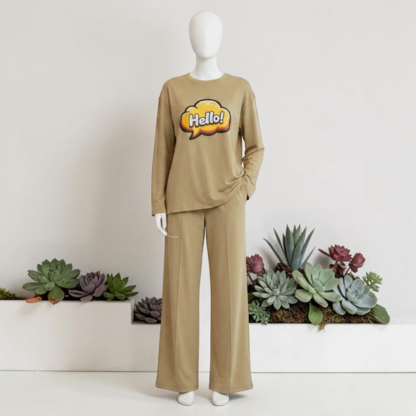 Printed Co-ord Set Beige - Mannequin View