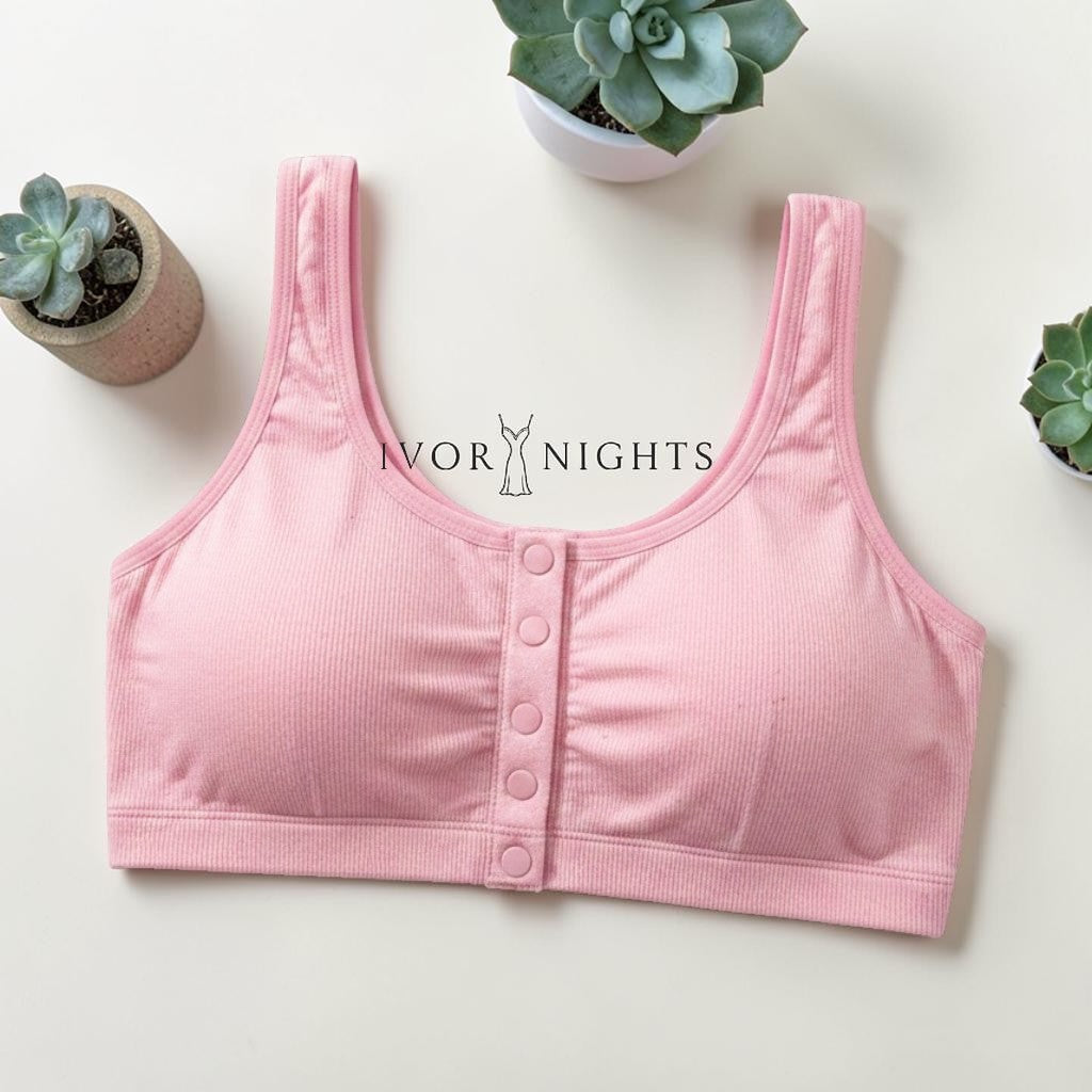 Front Buttons Bra - Peach