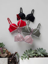 Ivory Nights padded bra in red color