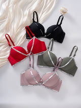 Black padded bra – flat lay