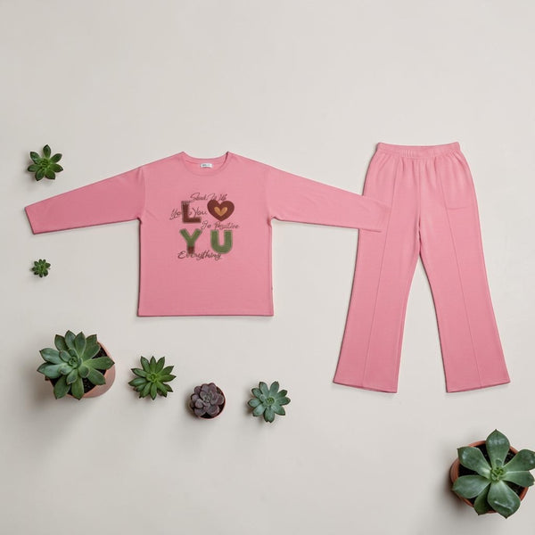 Printed Co-ord Set Pink - Flat Lay View
