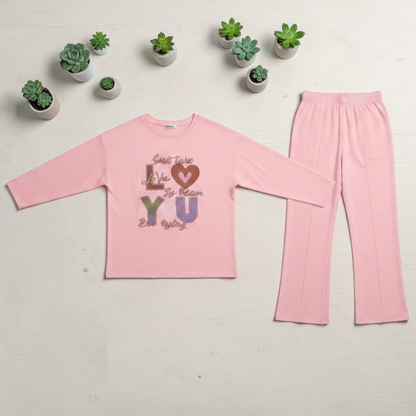Printed Co-ord Set Baby Pink - Flat Lay View