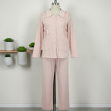 Italian Blush Bow PJ Set - mannequin front view showing full outfit