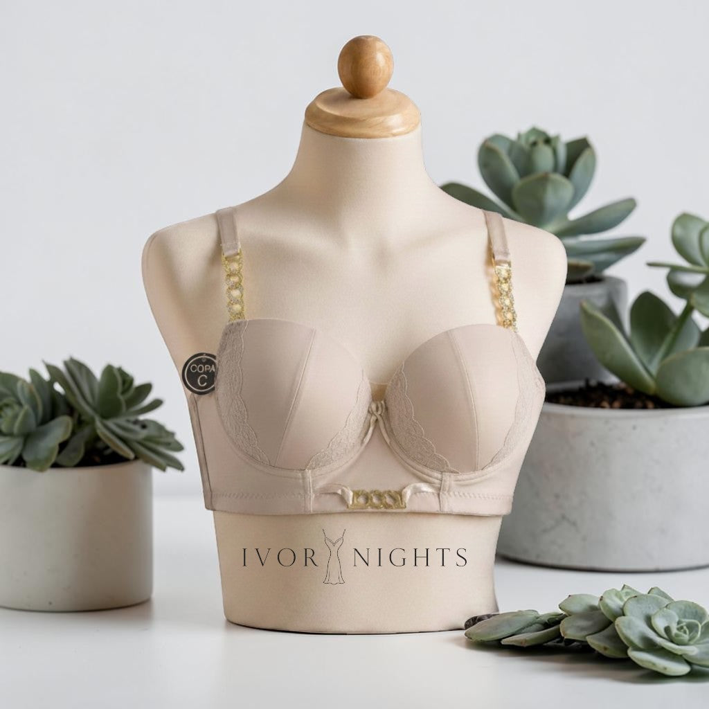 Gold Chain Strap Padded Bra - front view