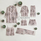 Strawberry Heart Print Pajama Set - 5 Pcs