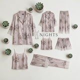 4-Piece Nightwear Set - Floral Lilac Print