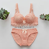 Floral Lace Lingerie Set - Blush Peach