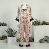 Floral Satin 4-Piece Robe Set