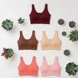 Front zip cotton comfort bra in dusty pink on mannequin