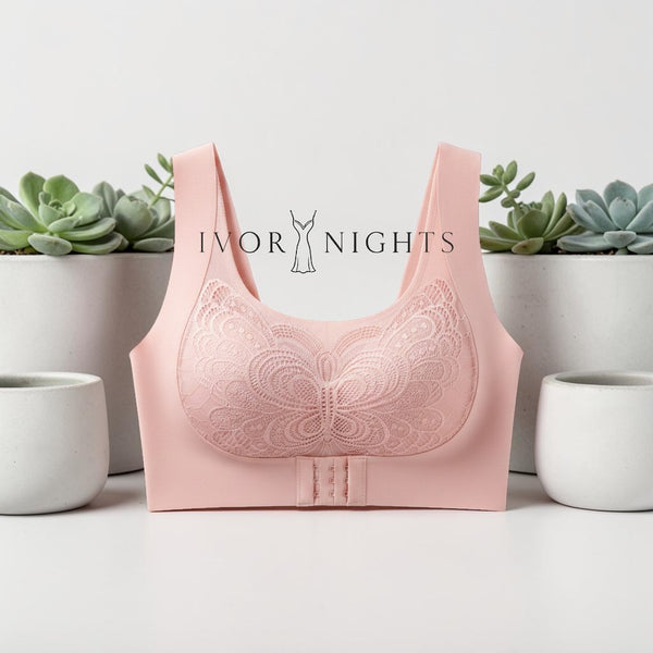 Butterfly Lace Front-Closure Wireless Bra